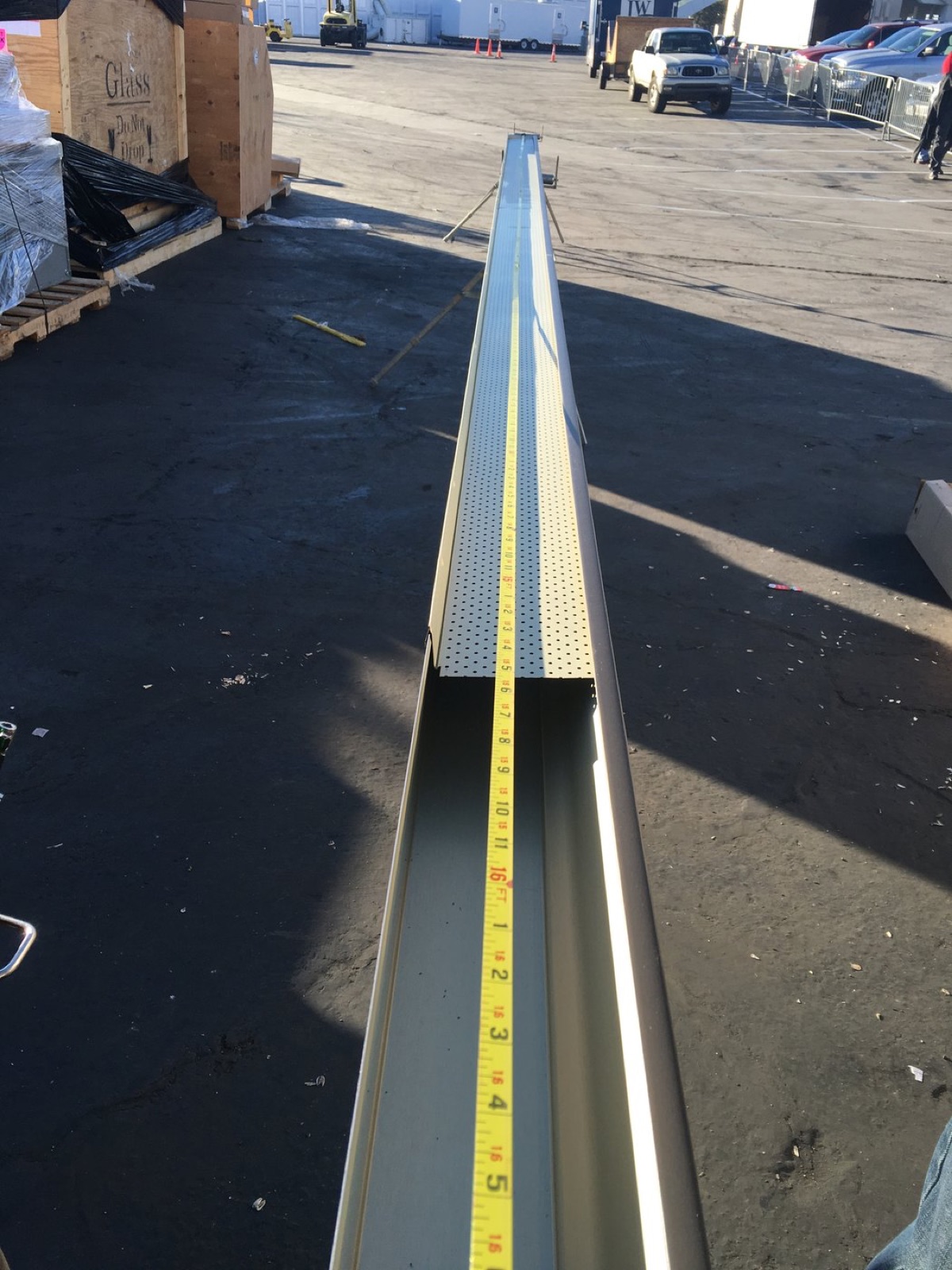 City Seamless leaf screen gutter guard detail.
