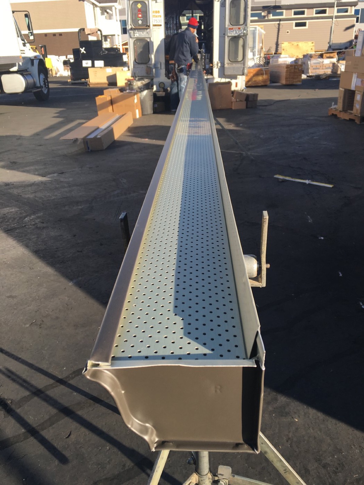 City Seamless leaf screen gutter guard detail.