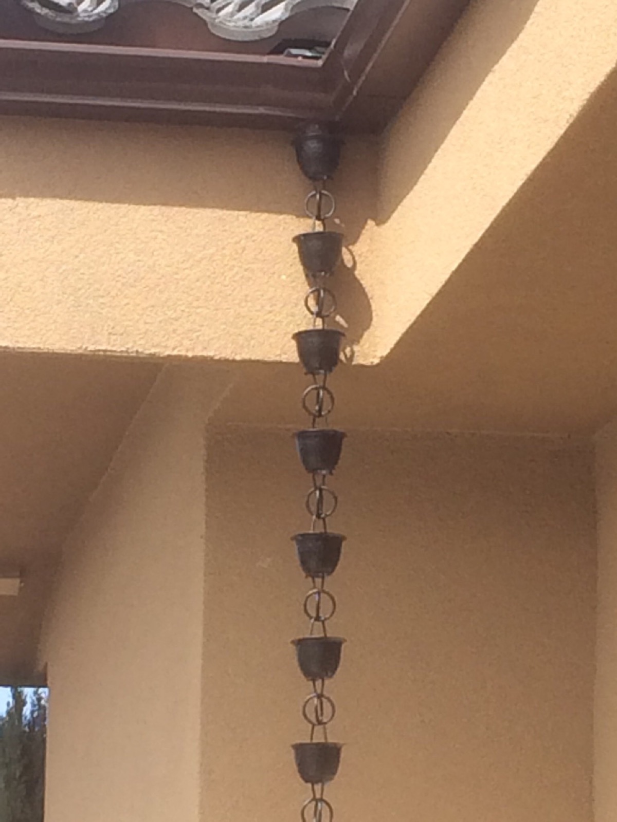 City Seamless rain chain detail for a custom gutter project.