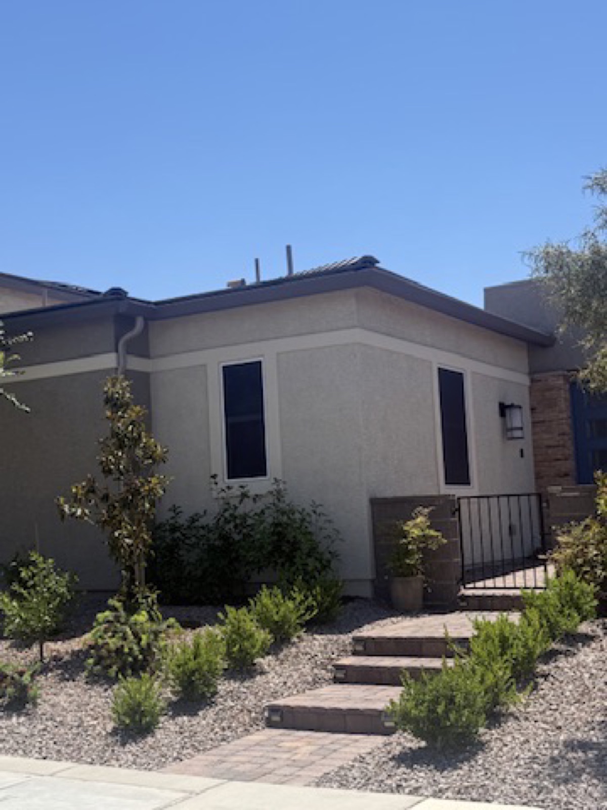 City Seamless straight-face gutter detail on a modern Southern Nevada roofline.
