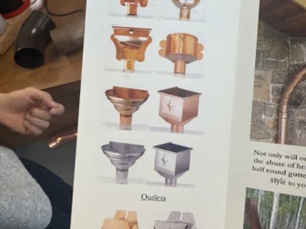 City Seamless collection box and scupper rain gutter detail.