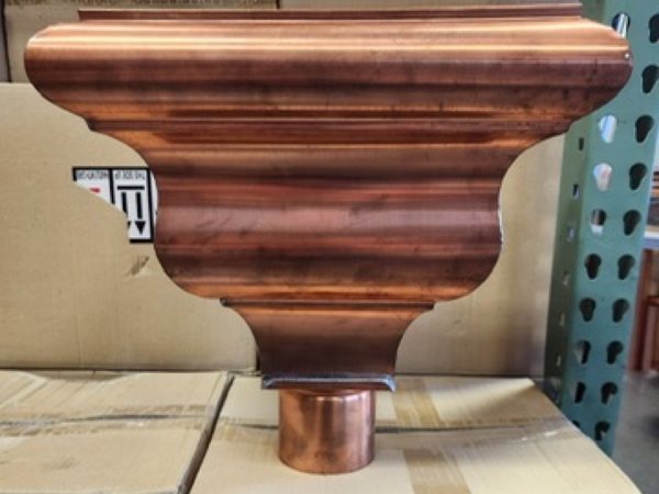 City Seamless collection box and scupper rain gutter detail.