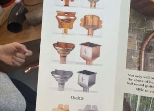 City Seamless collection box and scupper rain gutter detail.