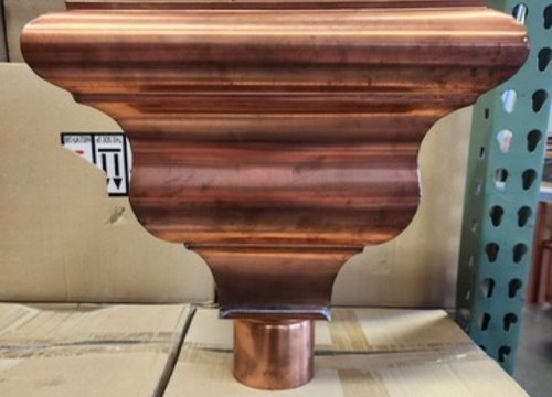 City Seamless collection box and scupper rain gutter detail.