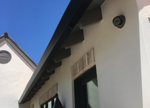 City Seamless straight-face gutter detail on a modern Southern Nevada roofline.